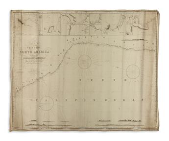 (BLUEBACK CHARTS.) Together, four engraved nineteenth century sea charts.
